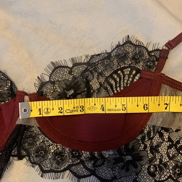 Oh la la Cheri Paris  Nicole eyelash lace burgundy black size XL wired cup bra - Picture 11 of 11